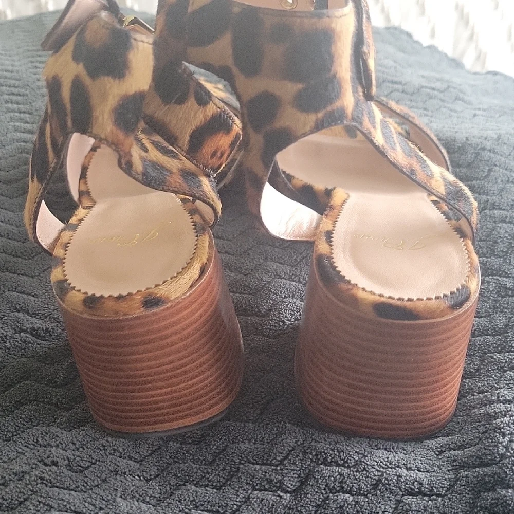 J. Crew | Penny ankle-strap sandals in leopard calf hair